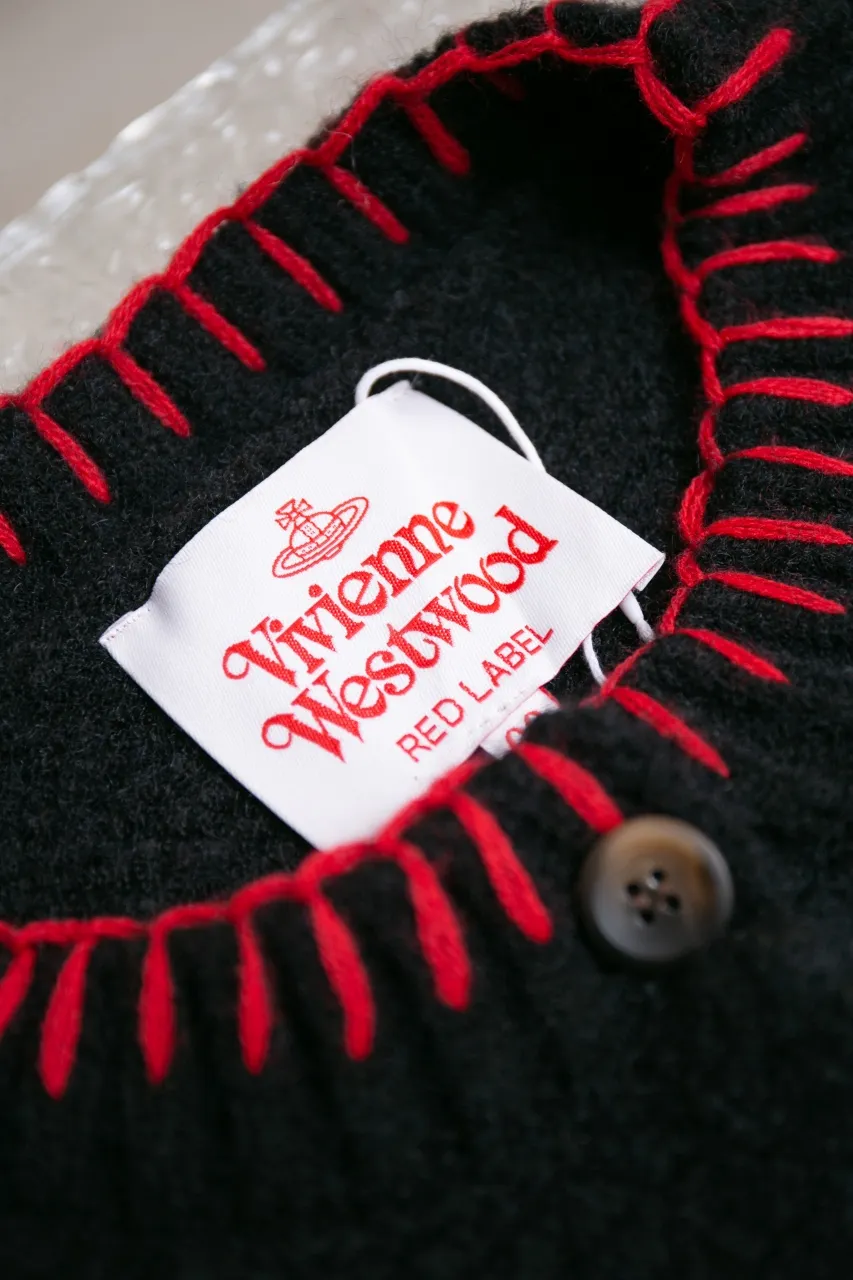 vivienne west wood Queen Mother West 25 Saturn red label limited classic scarf wool knitted short cardigan sweater S M L